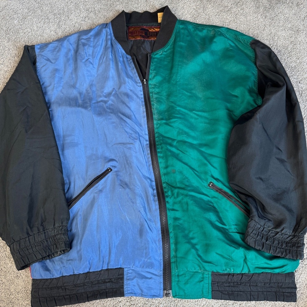 Vintage Relaxed Sport Stock Men's Medium Full Zip Windbreaker 100% Sik